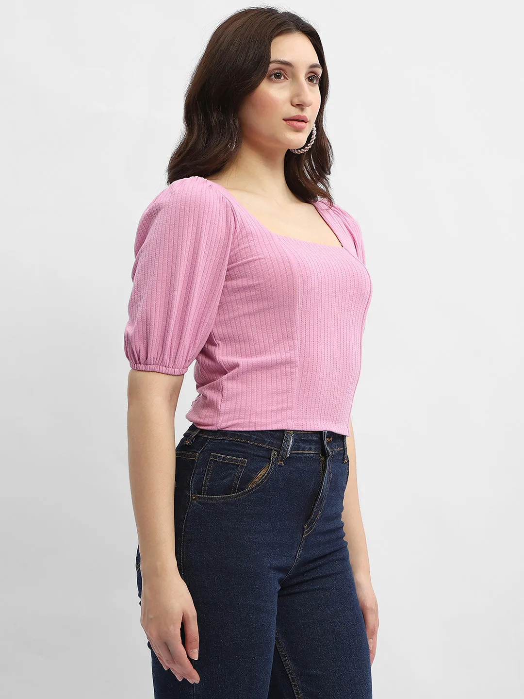 Madame Criss-Cross Back Pink Textured Top
