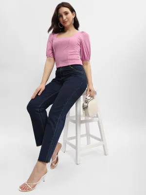 Madame Criss-Cross Back Pink Textured Top