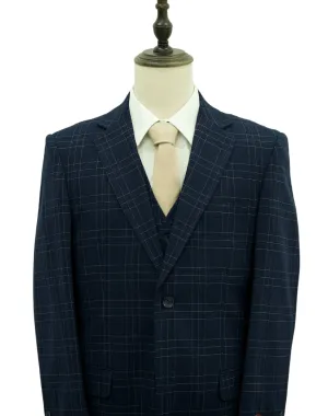 Mazari Paris Revo Modern Fit Suit With Reversible Vest - Navy 2302
