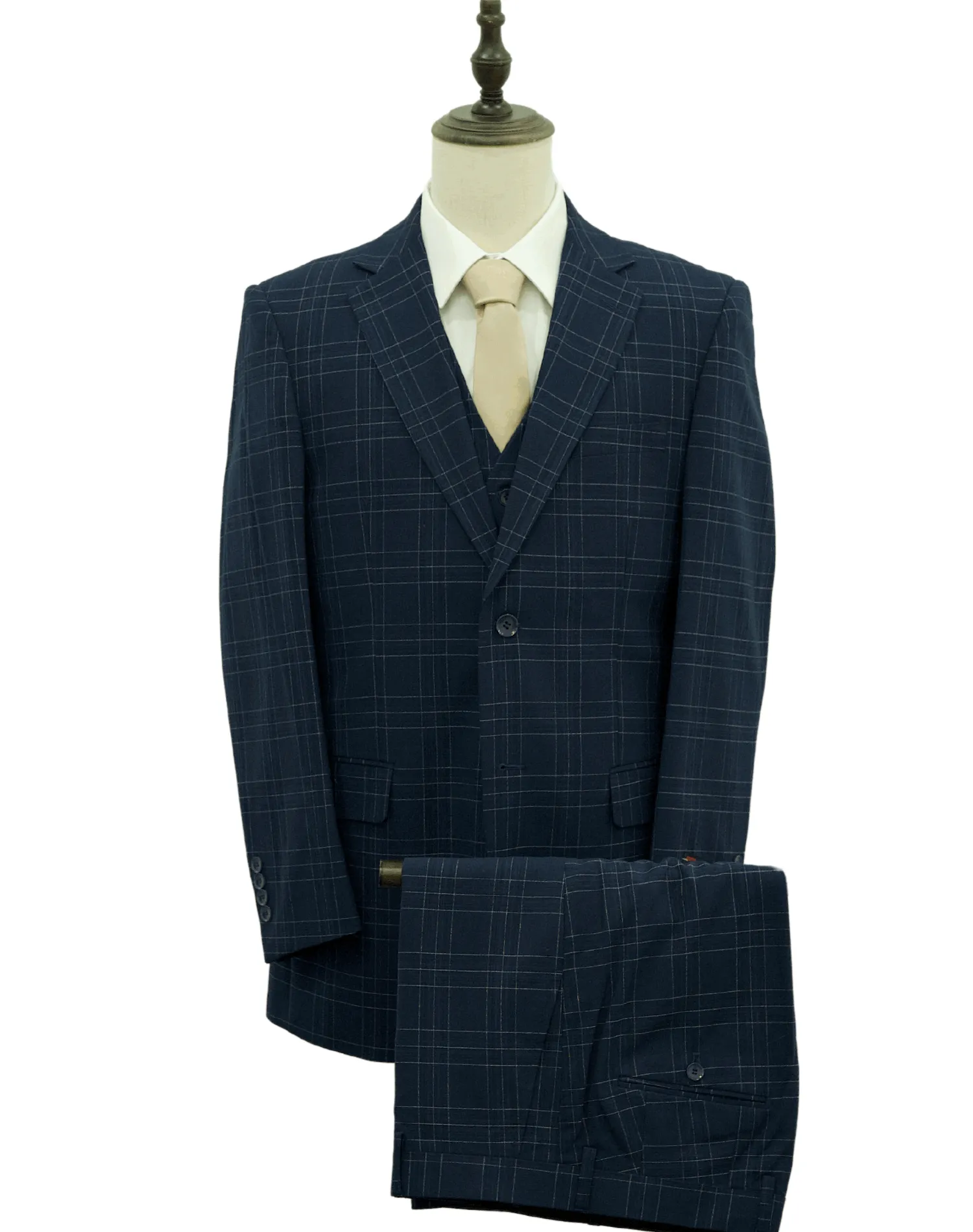Mazari Paris Revo Modern Fit Suit With Reversible Vest - Navy 2302