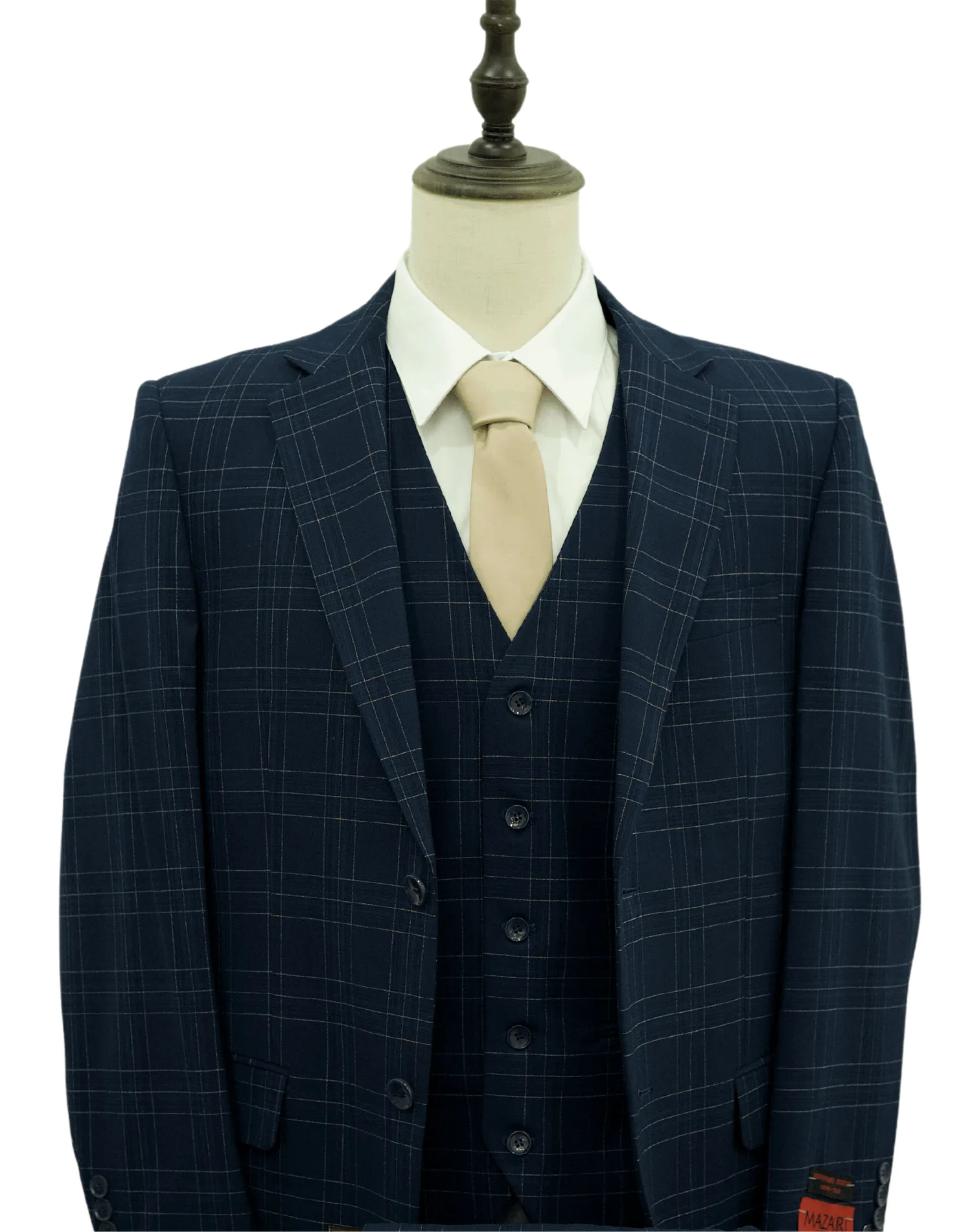 Mazari Paris Revo Modern Fit Suit With Reversible Vest - Navy 2302