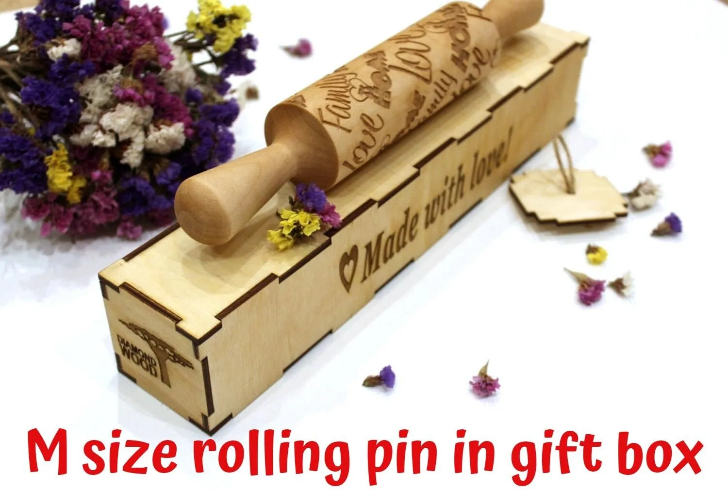 Merry Christmas Rolling Pin Embossed, Snowflake, Reindeer, Misletoe Shortbread Cookie