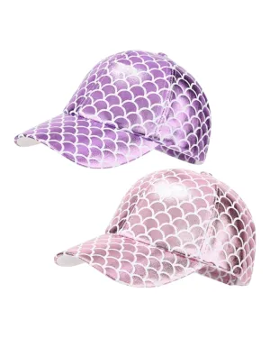 Metallic Mermaid Scale Patterned Cap