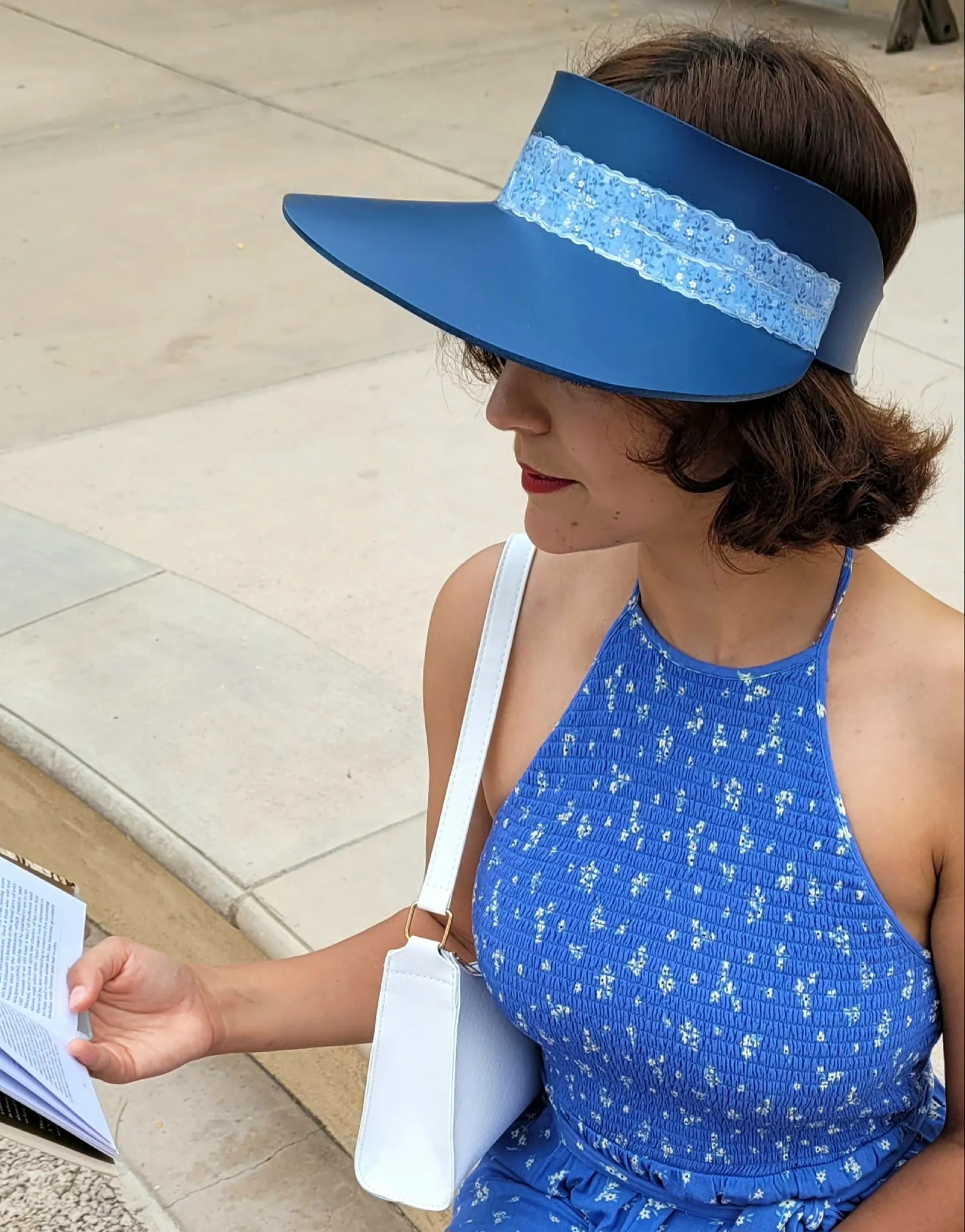 Navy Blue "LadyEVA" Visor Hat with Silvery Blue Band