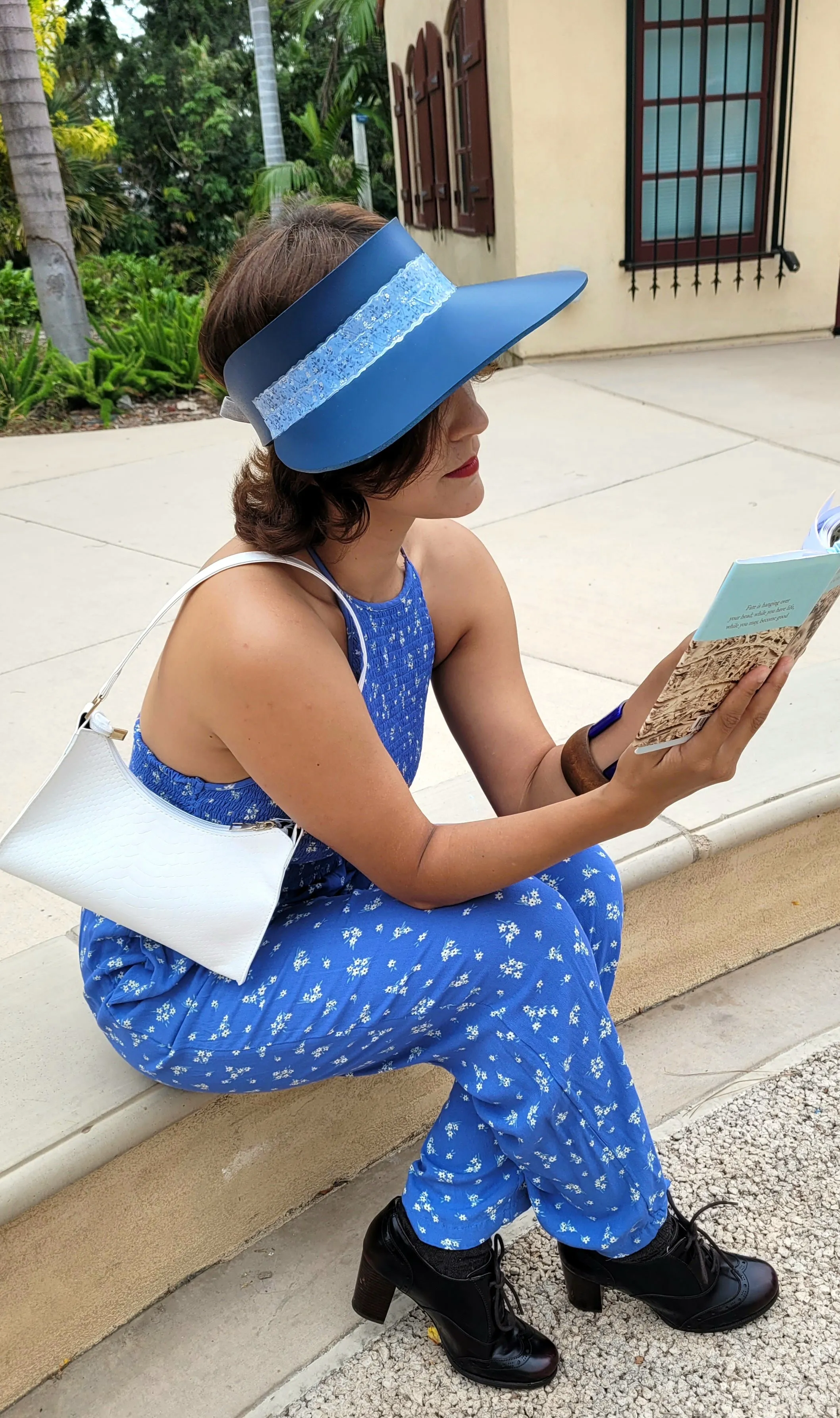 Navy Blue "LadyEVA" Visor Hat with Silvery Blue Band