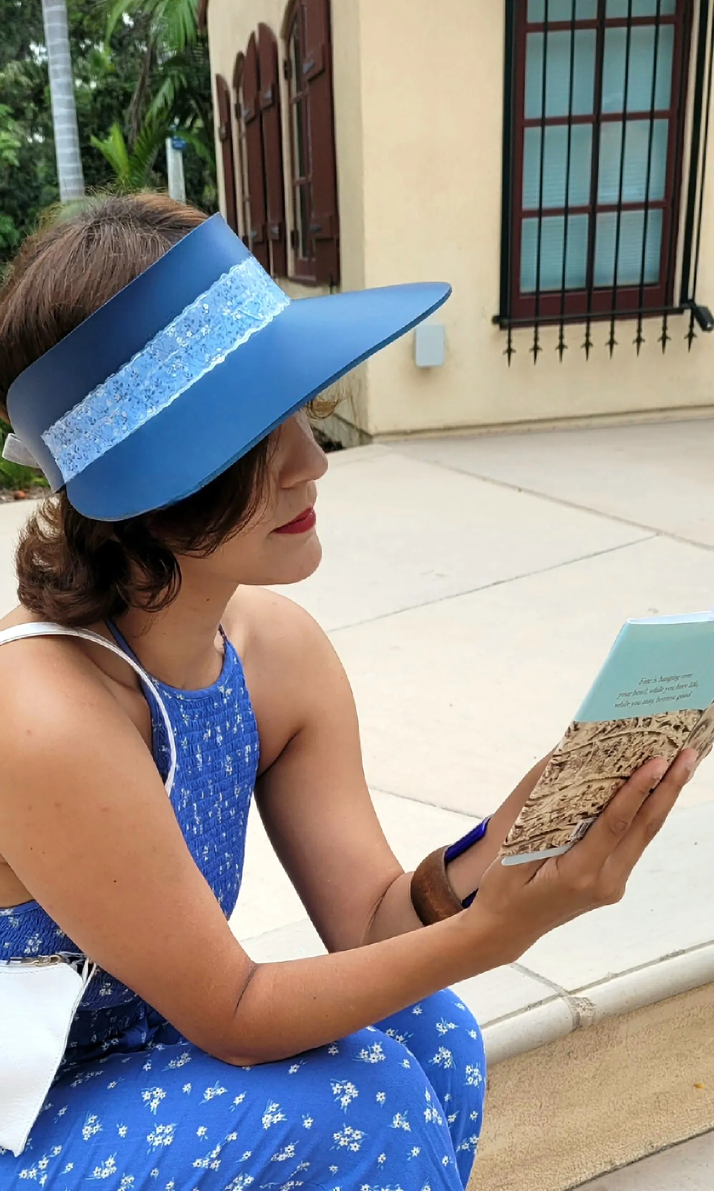 Navy Blue "LadyEVA" Visor Hat with Silvery Blue Band