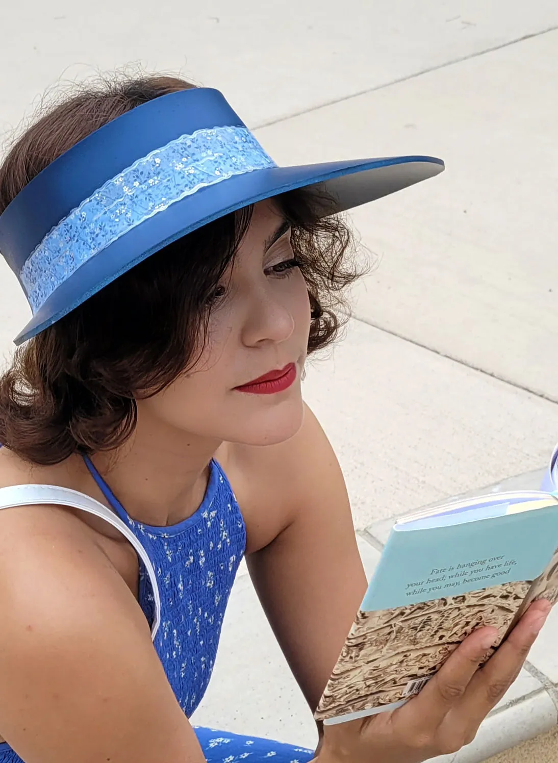 Navy Blue "LadyEVA" Visor Hat with Silvery Blue Band