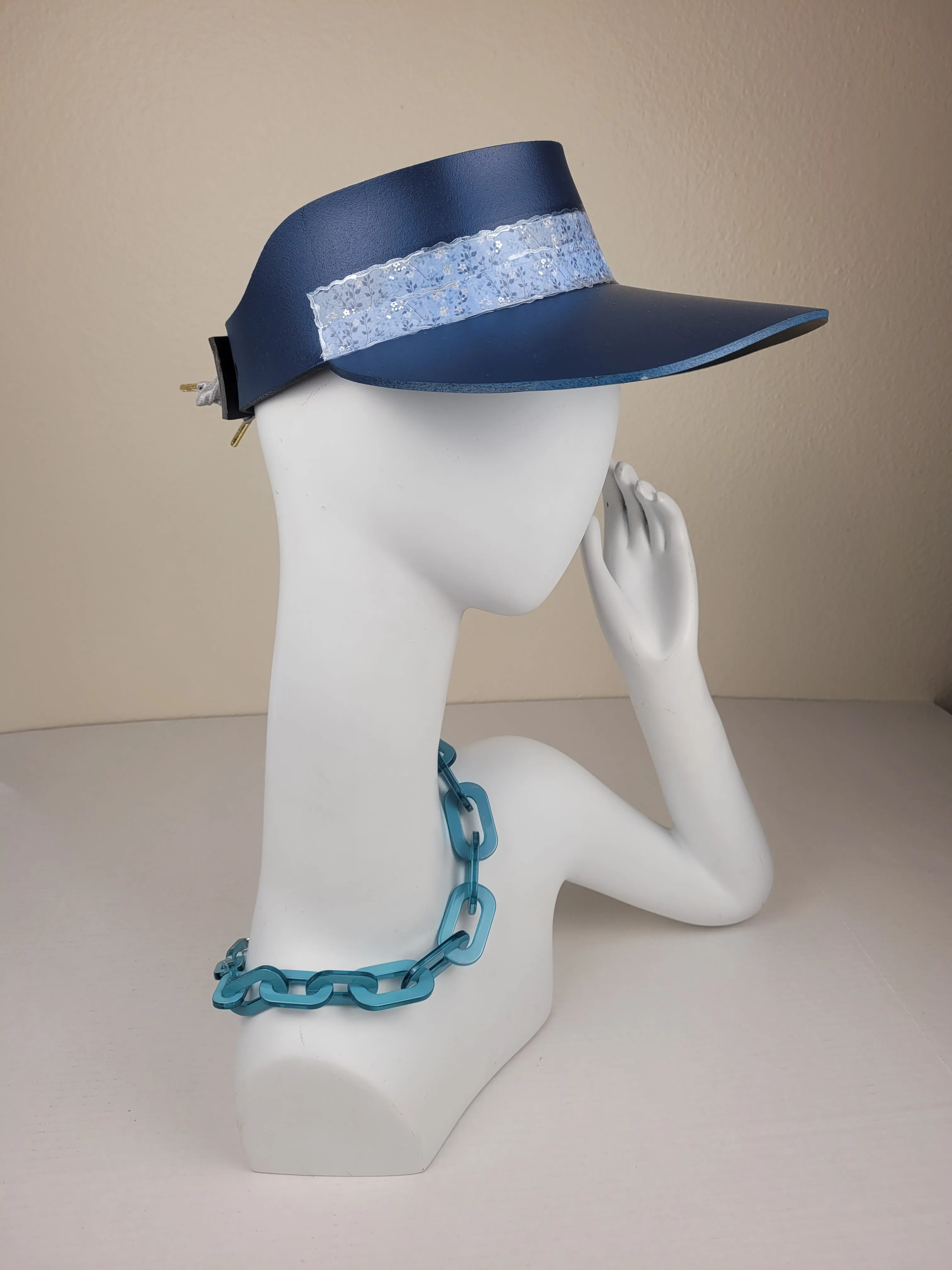 Navy Blue "LadyEVA" Visor Hat with Silvery Blue Band