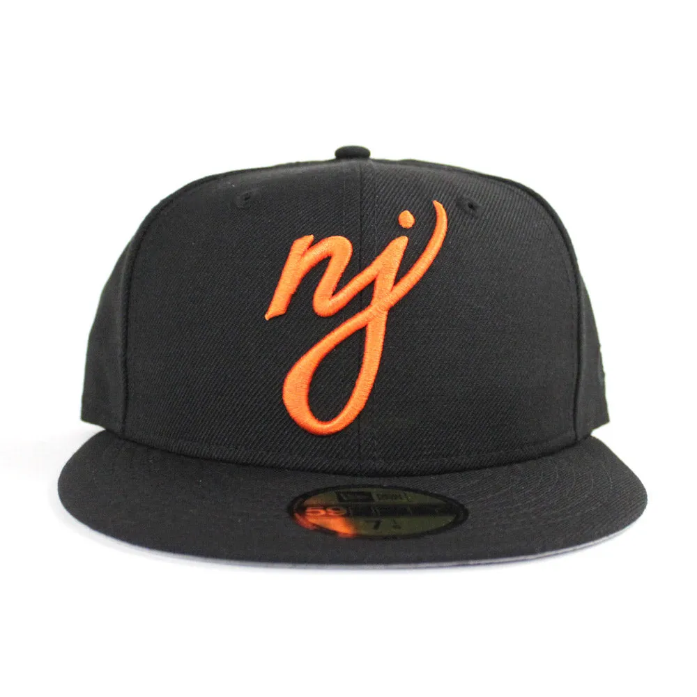 NJ Script New Era 59Fifty Fitted Hat (Black Orange SF Giants color Way Gray Under Brim)