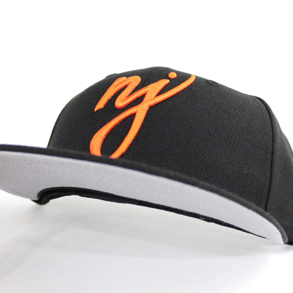 NJ Script New Era 59Fifty Fitted Hat (Black Orange SF Giants color Way Gray Under Brim)