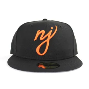 NJ Script New Era 59Fifty Fitted Hat (Black Orange SF Giants color Way Gray Under Brim)