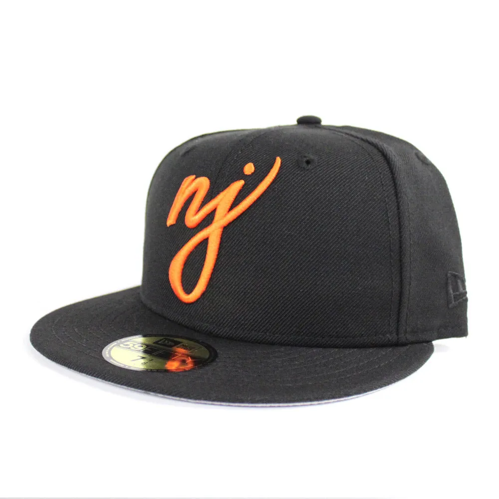 NJ Script New Era 59Fifty Fitted Hat (Black Orange SF Giants color Way Gray Under Brim)