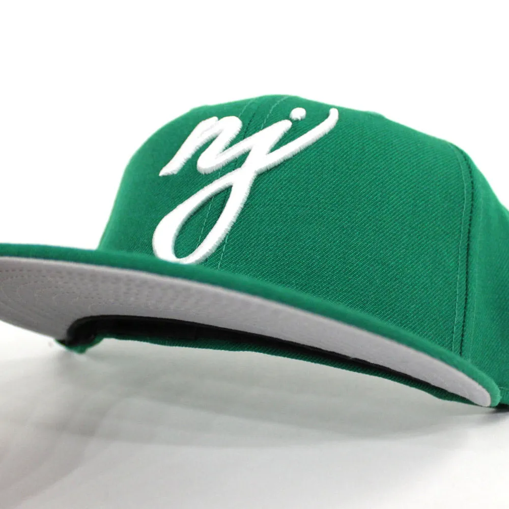 NJ Script New Era 59Fifty Fitted Hat (Kelly Green Gray Under Brim)
