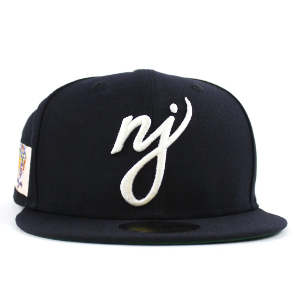 NJ Script New Era 59Fifty Fitted Hat (Navy Green Under Brim)