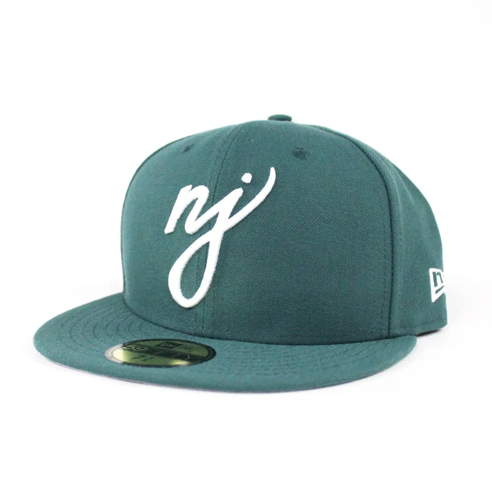 NJ Script New Era 59Fifty Fitted Hats (Pine Needle Philadelphia Eagles Color Gray Under Brim)