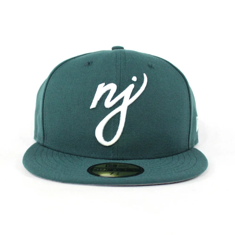 NJ Script New Era 59Fifty Fitted Hats (Pine Needle Philadelphia Eagles Color Gray Under Brim)