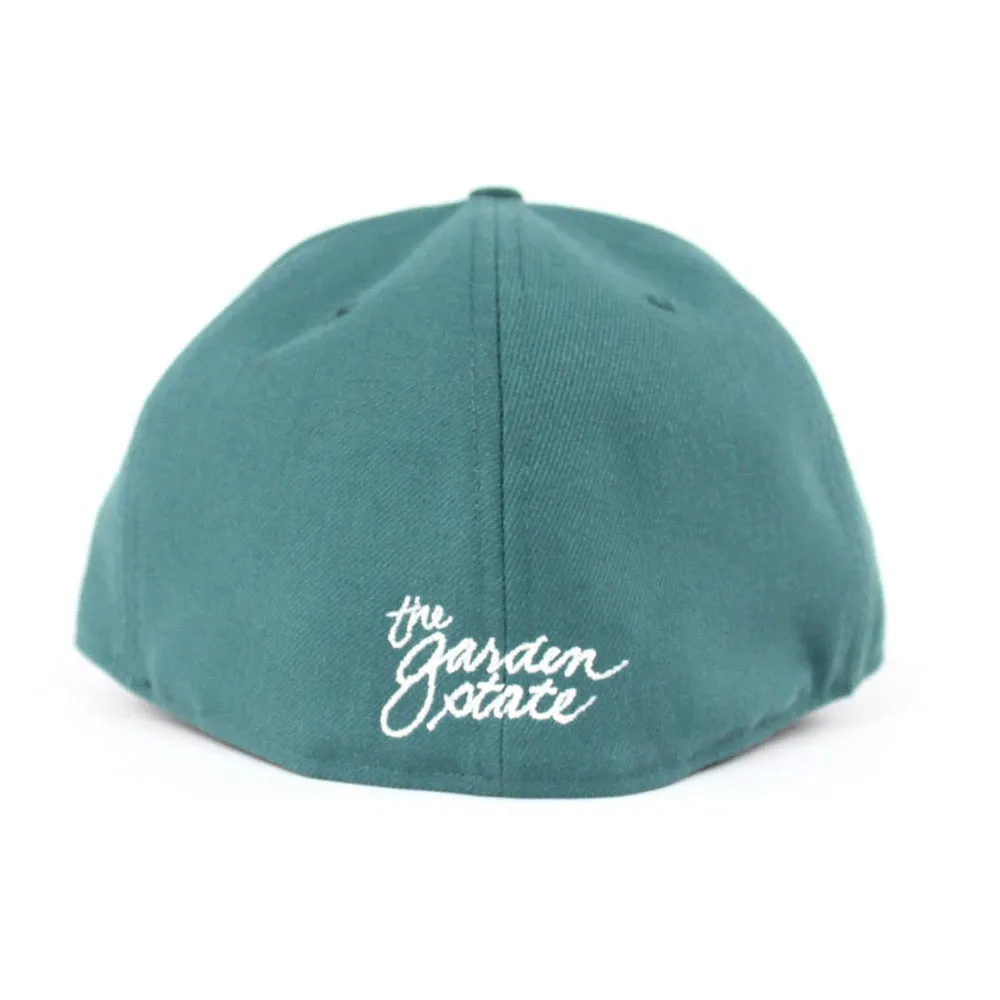 NJ Script New Era 59Fifty Fitted Hats (Pine Needle Philadelphia Eagles Color Gray Under Brim)