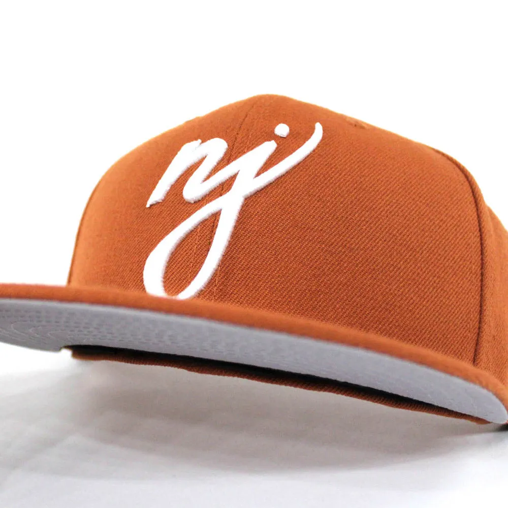 NJ Script New Era 59Fifty Fitted Hats (Rust Gray Under Brim)