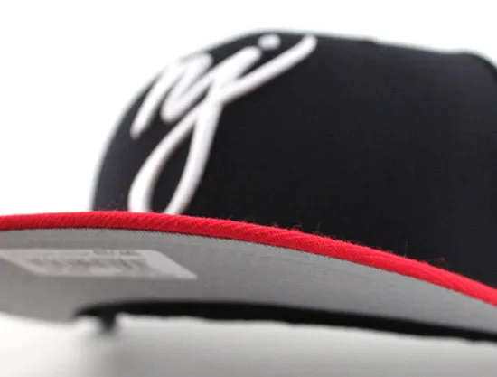 NJ Script New Era Fitted Hats (BLACK RED GRAY UNDER BRIM)