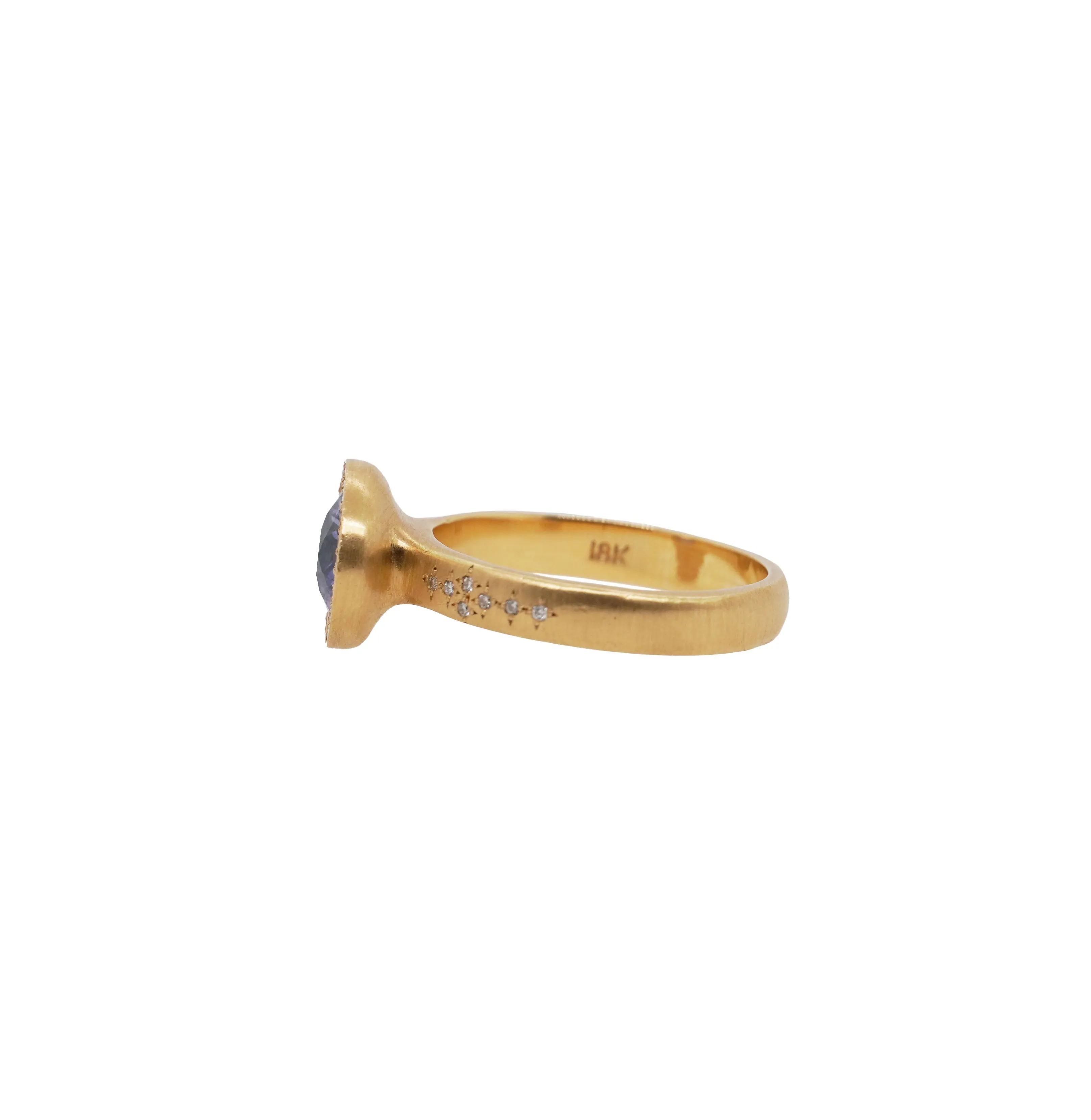 Oval Sapphire Beaded Horizon Ring