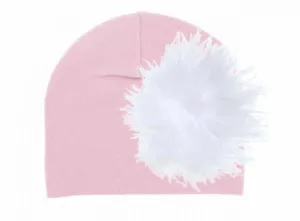 Pale Pink Cotton Hat with White Large regular Marabou