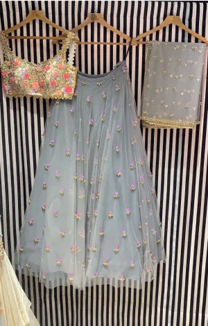 Papa Don't Preach Bespoke Grey Lehenga - Ready To Ship