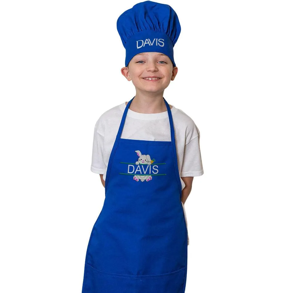 Personalized Embroidered Animal and Name Kids Apron and Chef Hat Set