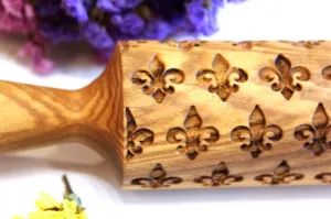 Pin Fleur de Lis 1 Embossed Rolling , Engraved Christmas Gift , Clay Stamp, Baking Gift