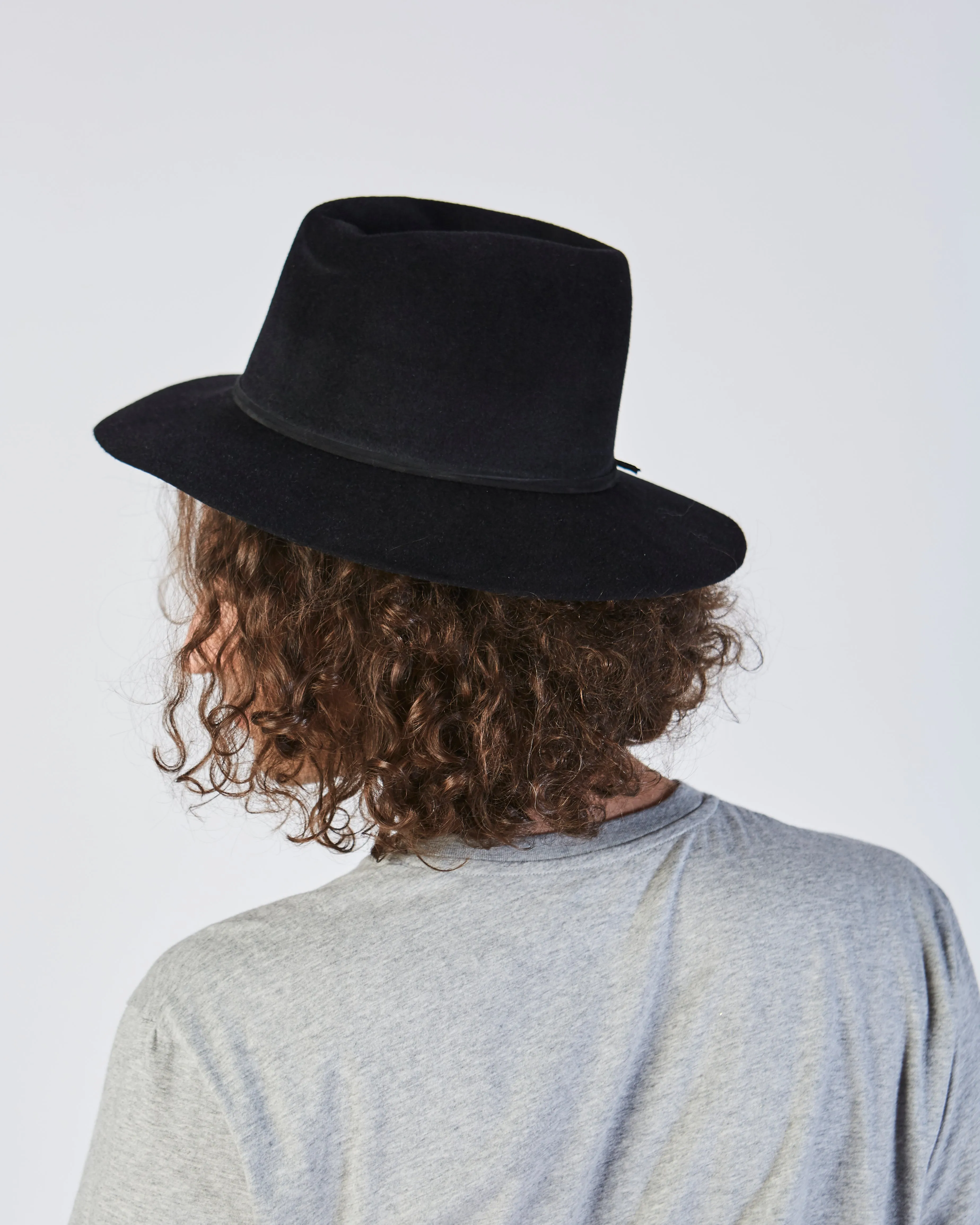 Pinch Hat in Black Angora