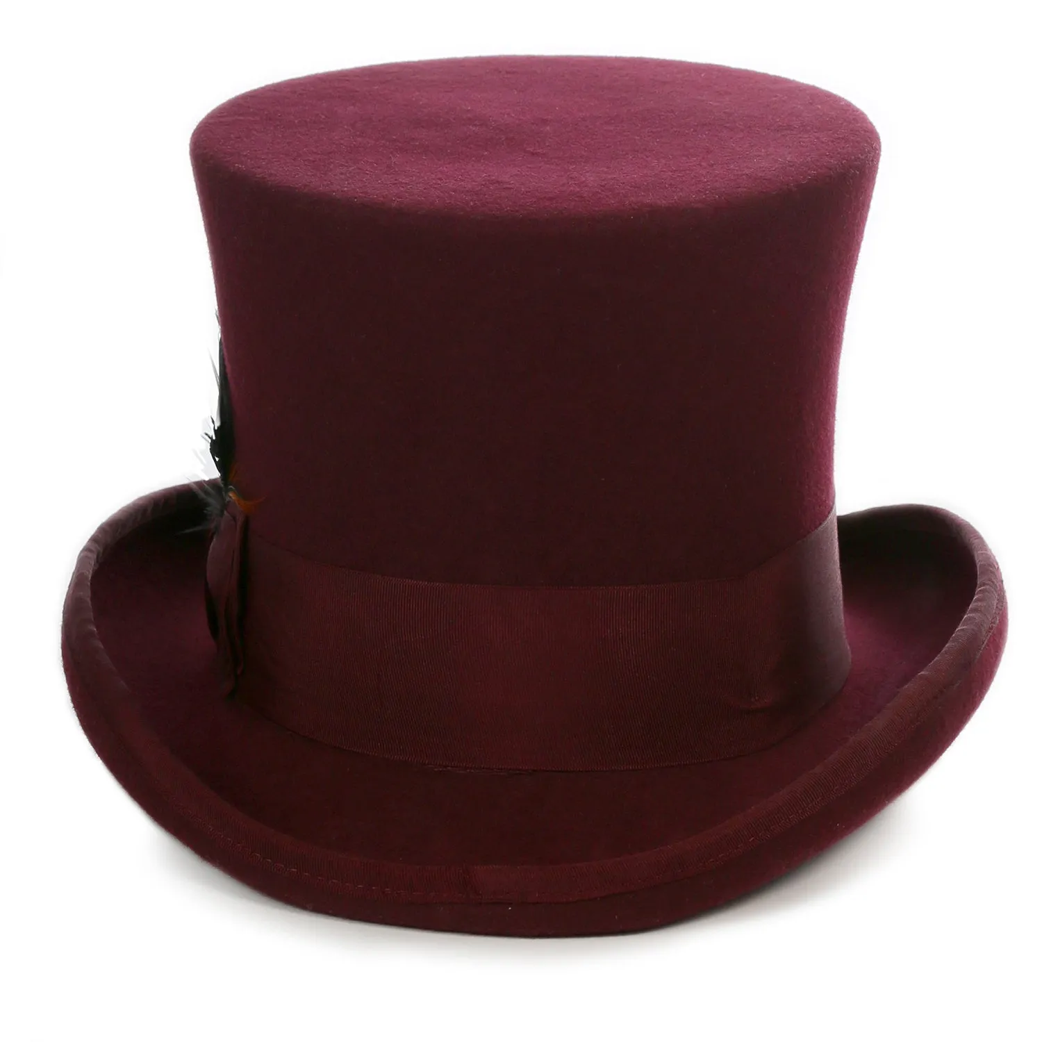 Premium Wool 100 % Australian Wool Burgundy Top Hat