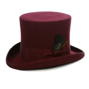 Premium Wool 100 % Australian Wool Burgundy Top Hat