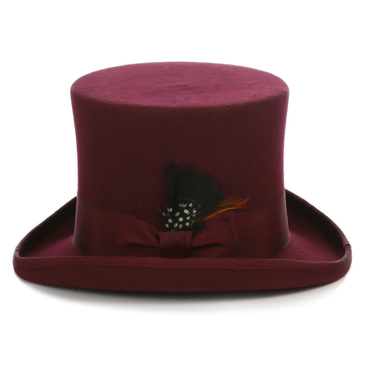Premium Wool 100 % Australian Wool Burgundy Top Hat