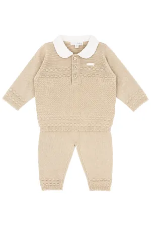 "Ezekiel" Beige Knit Top & Trousers