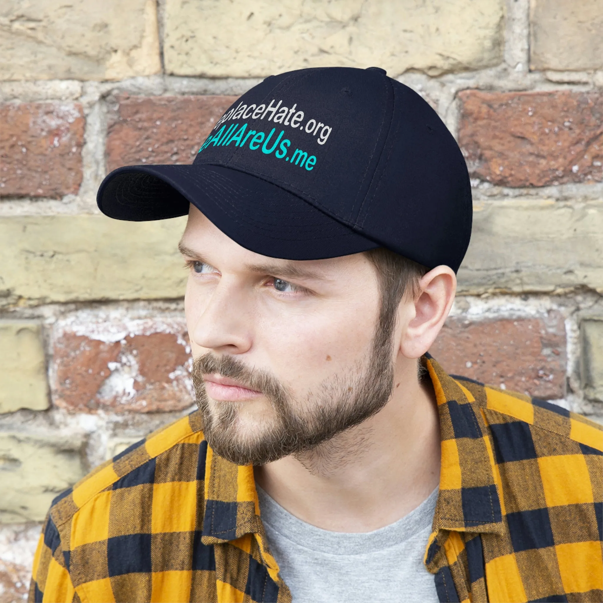 ReplaceHate.org WeAllAreUs.me   Unisex Twill Hat