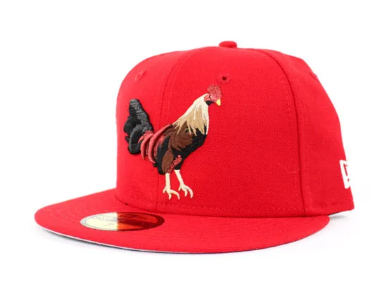 ROOSTER New Era 59Fifty Fitted Hat (Red Gray Under Brim)