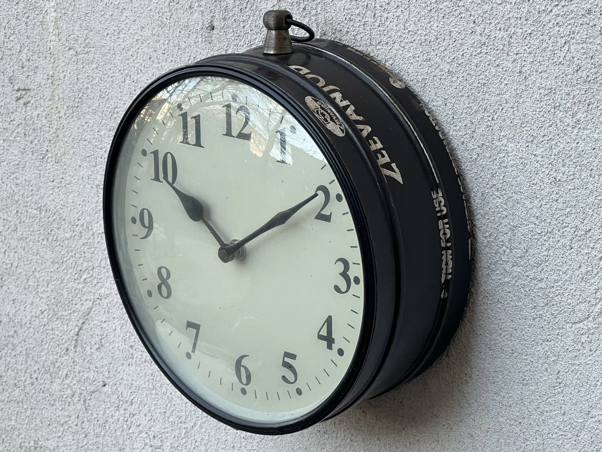 Round Reclaimed Metal Wall Clock, Upcycled Industrial Chic