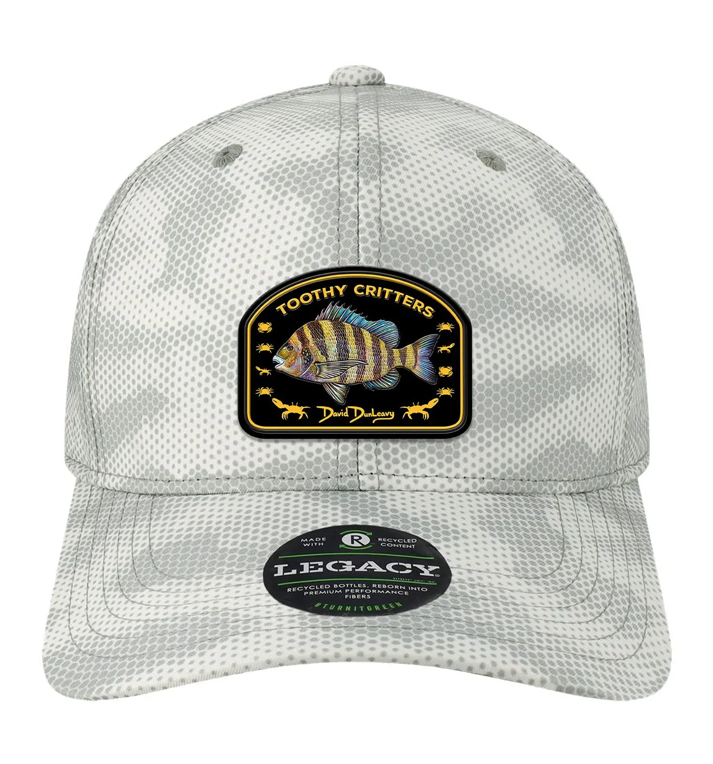 Sheepshead Toothy Critters Performance Grey Camo Dots Hat