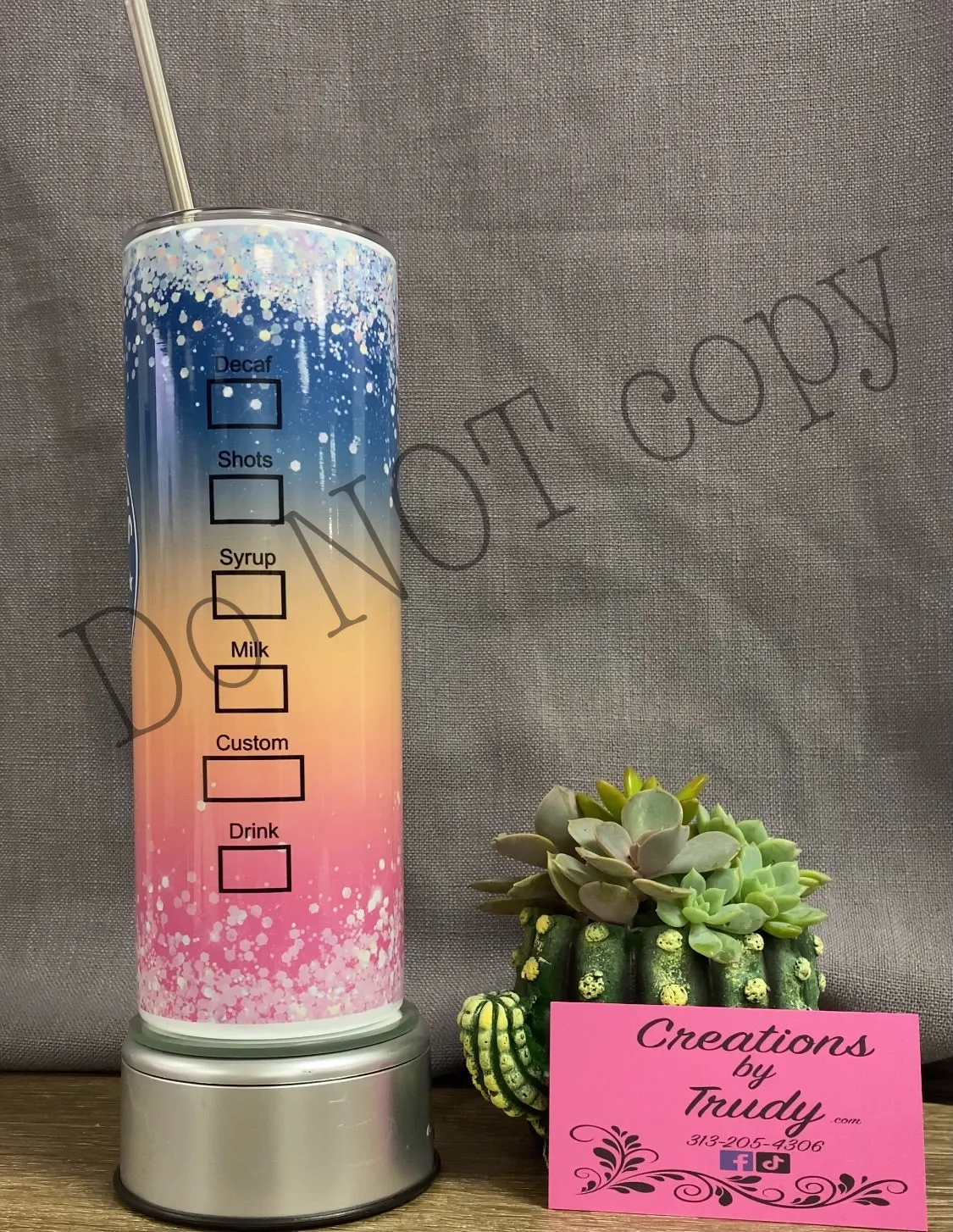 Starbucks coffee ombré with faux glitter- 20oz stainless steel Tumbler