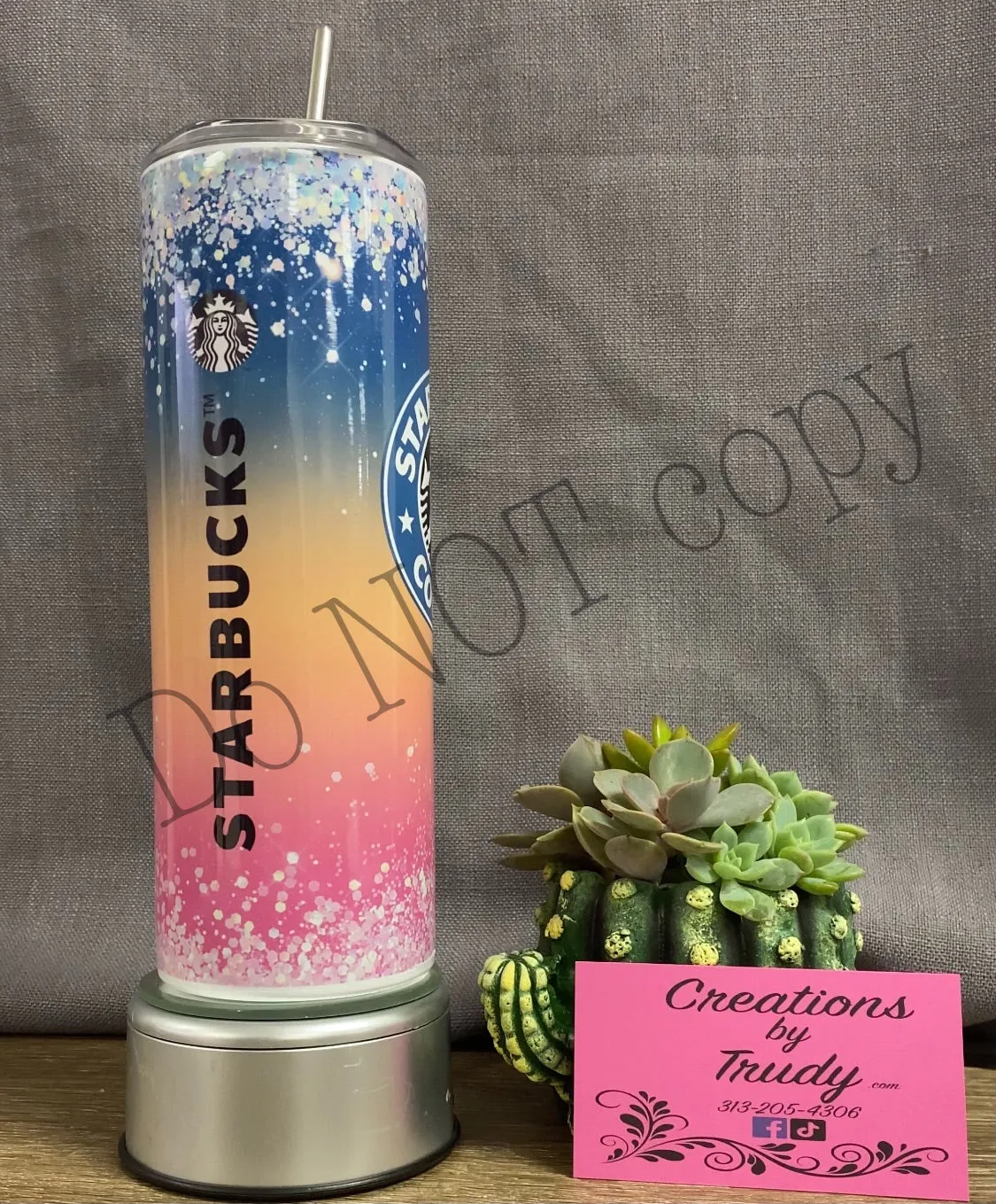 Starbucks coffee ombré with faux glitter- 20oz stainless steel Tumbler