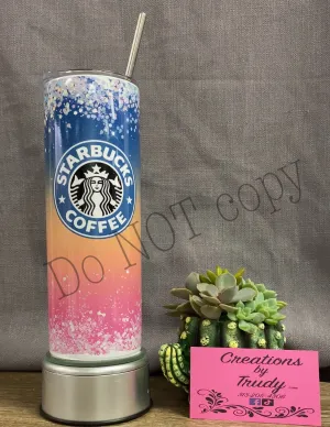Starbucks coffee ombré with faux glitter- 20oz stainless steel Tumbler