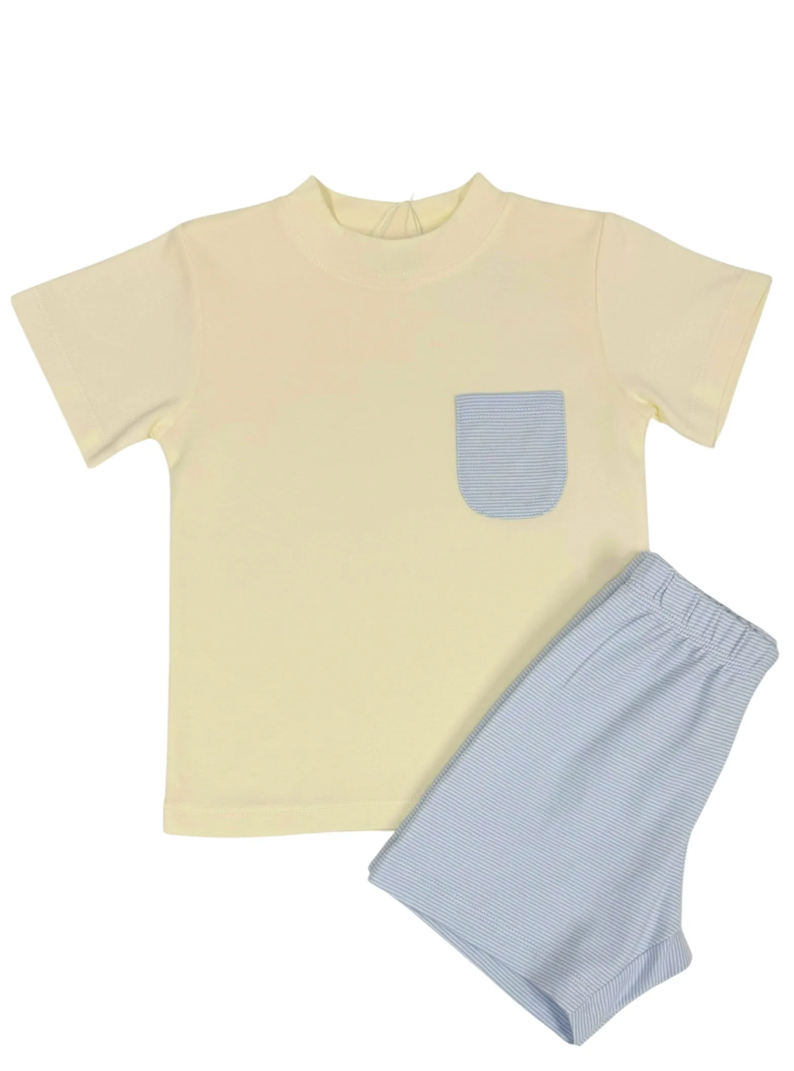 Striped Shirt w/ Pocket Short Set