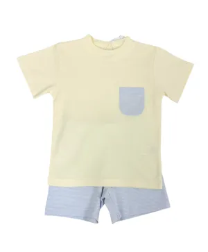 Striped Shirt w/ Pocket Short Set