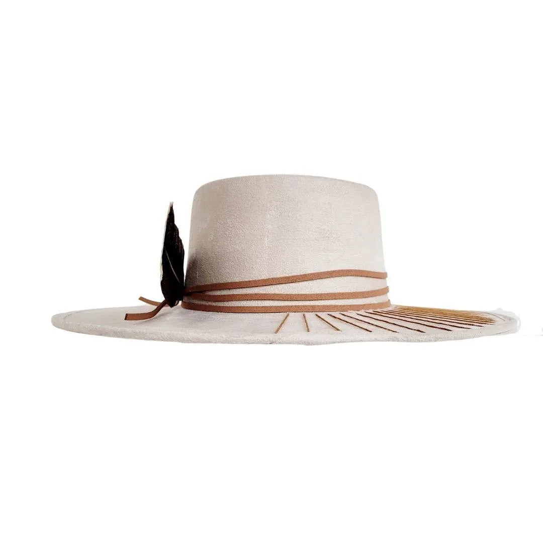 Taini Gambler Crown Hat by Petra Savage Beige
