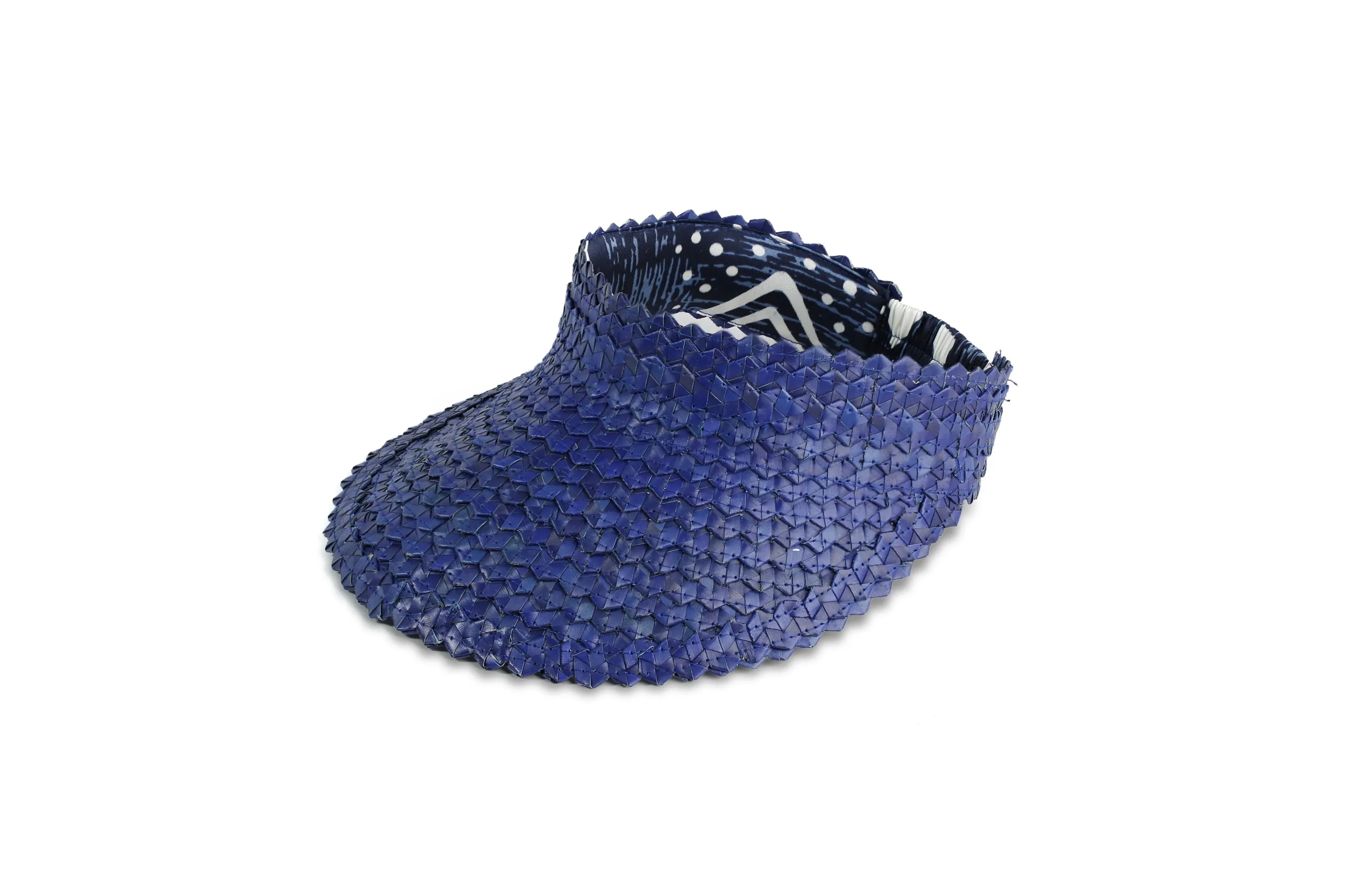 Tide Blue - Silk African Print Rattan Visor