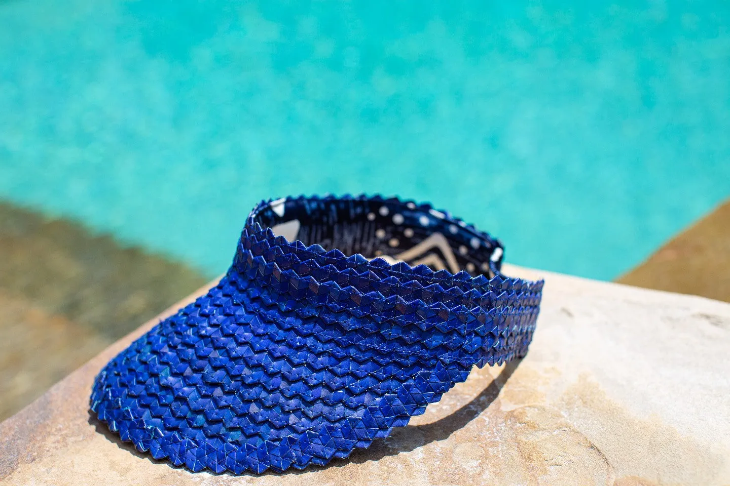 Tide Blue - Silk African Print Rattan Visor