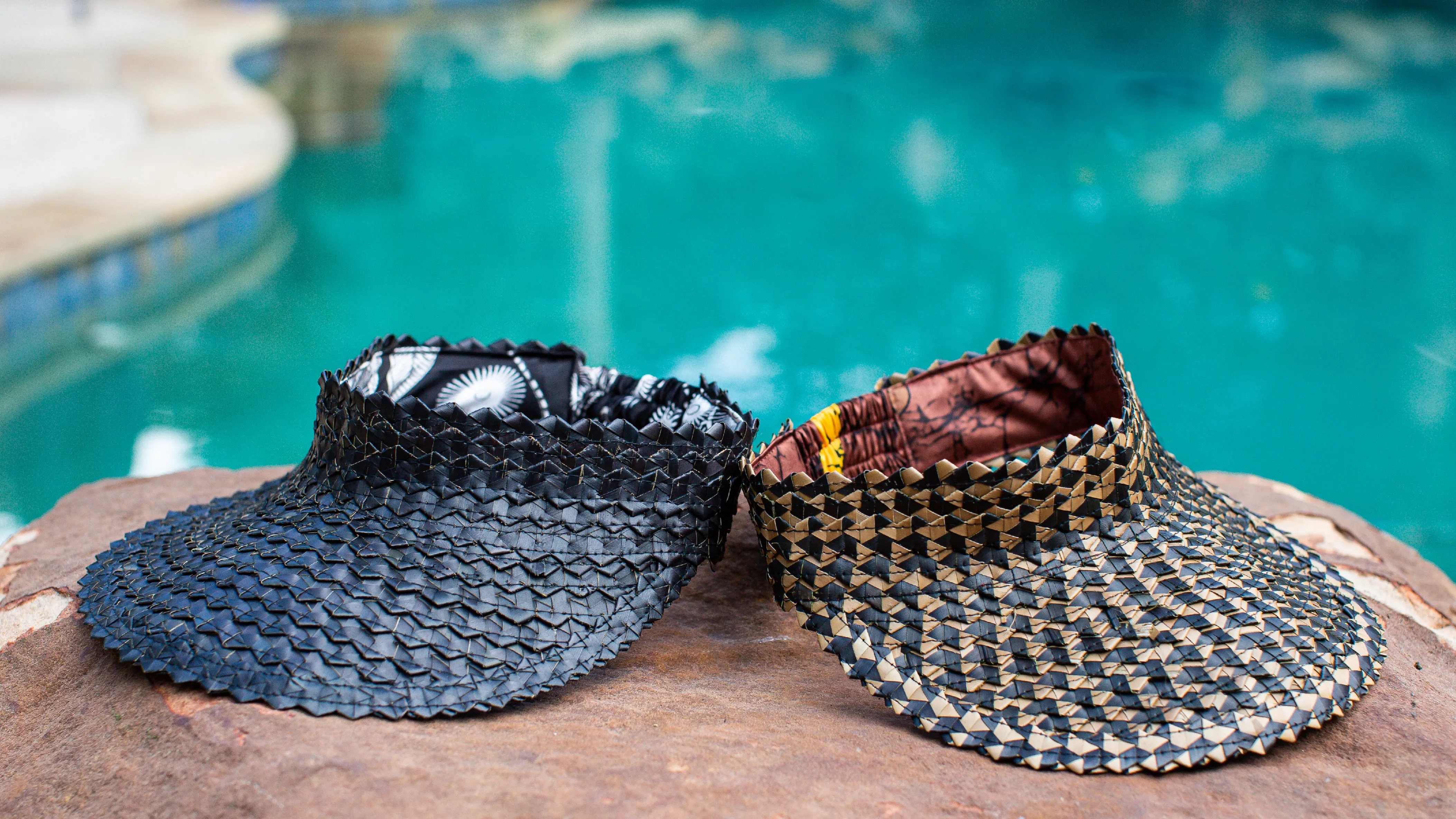 Tide Brown - Silk African Print Rattan Visor