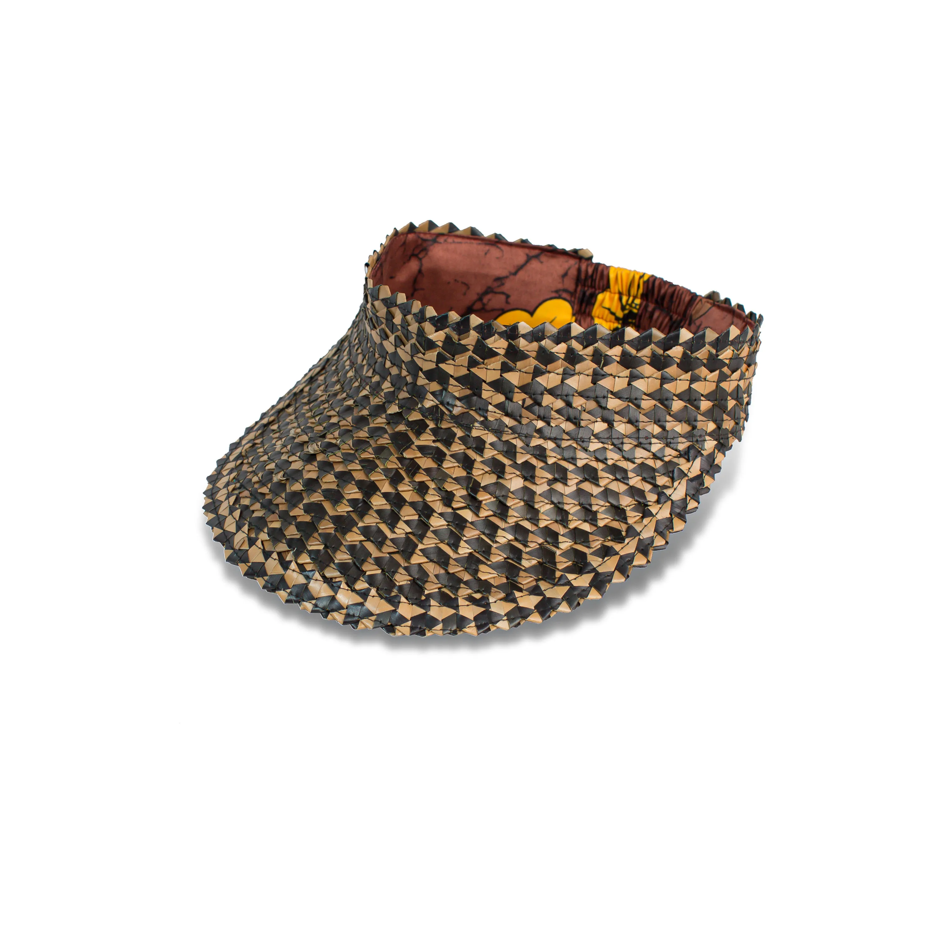 Tide Brown - Silk African Print Rattan Visor