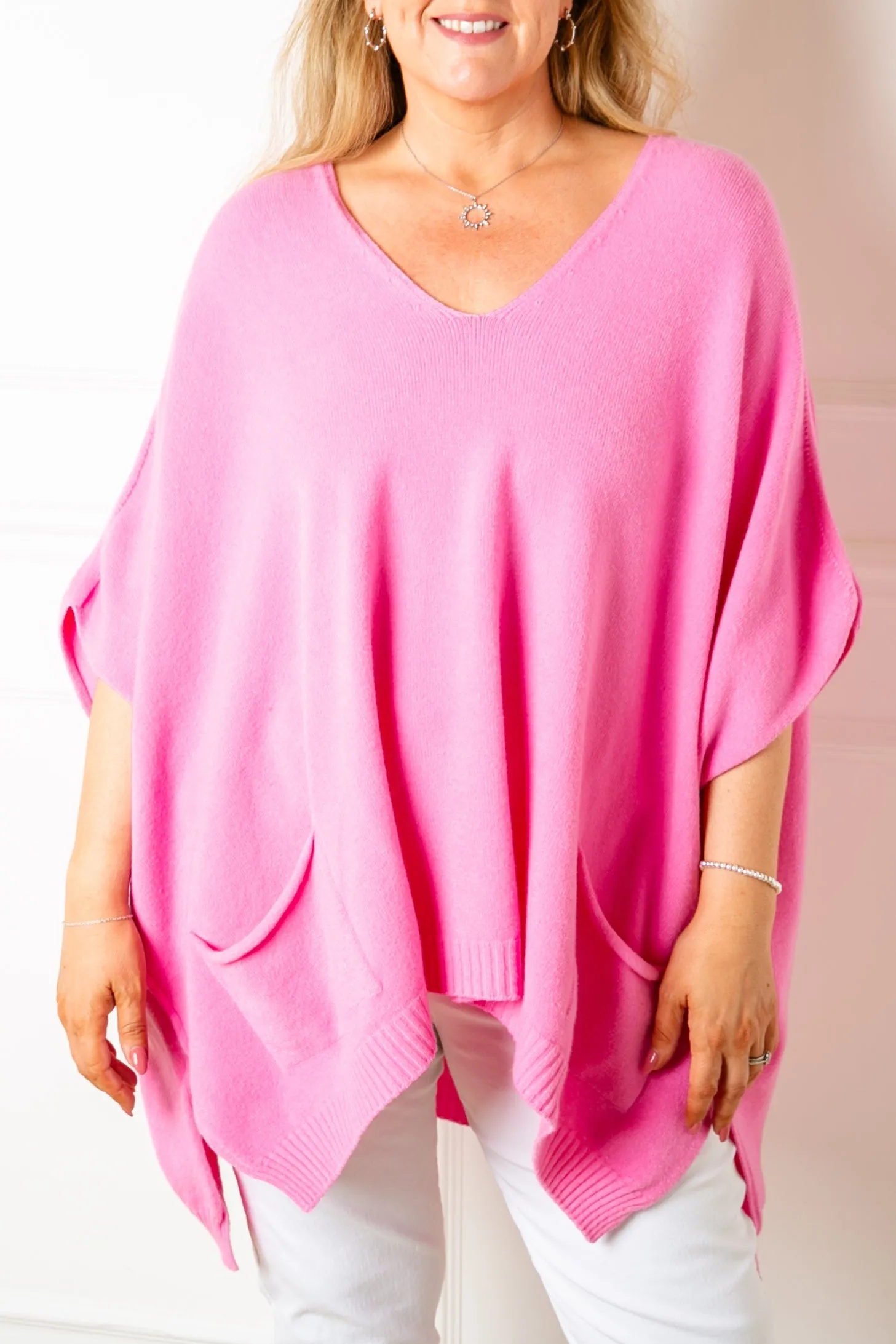 V Neck Pocket Poncho Jumper