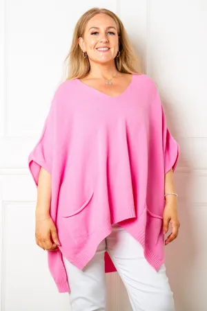 V Neck Pocket Poncho Jumper