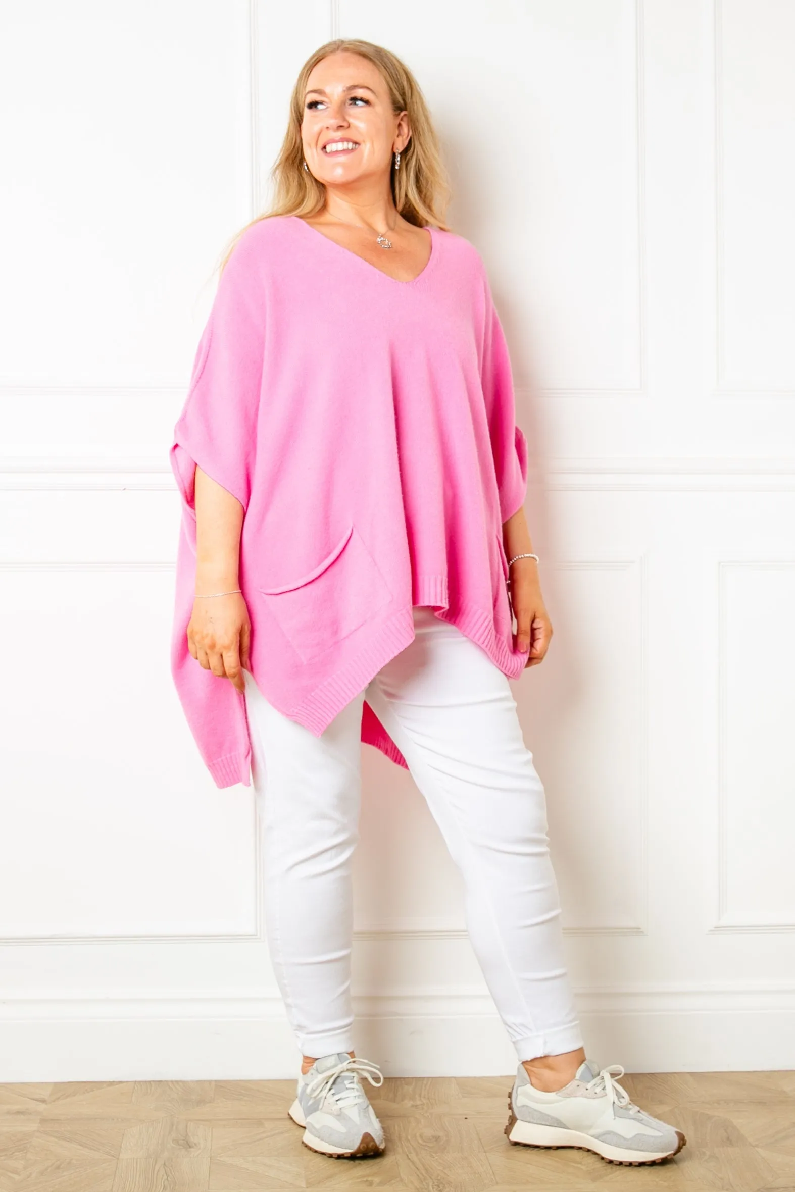 V Neck Pocket Poncho Jumper